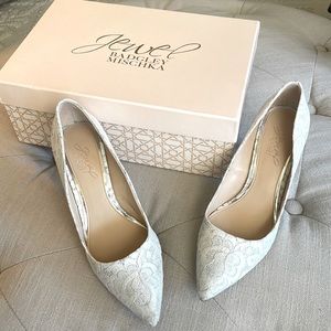 Badgley Mischa Jewel Collection White Lace & Silver Pumps